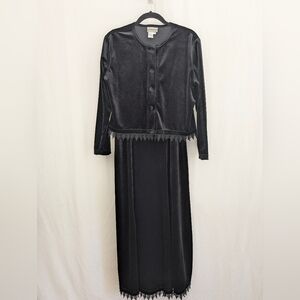 Coldwater Creek Black Velvet Dress Jacket Set Large